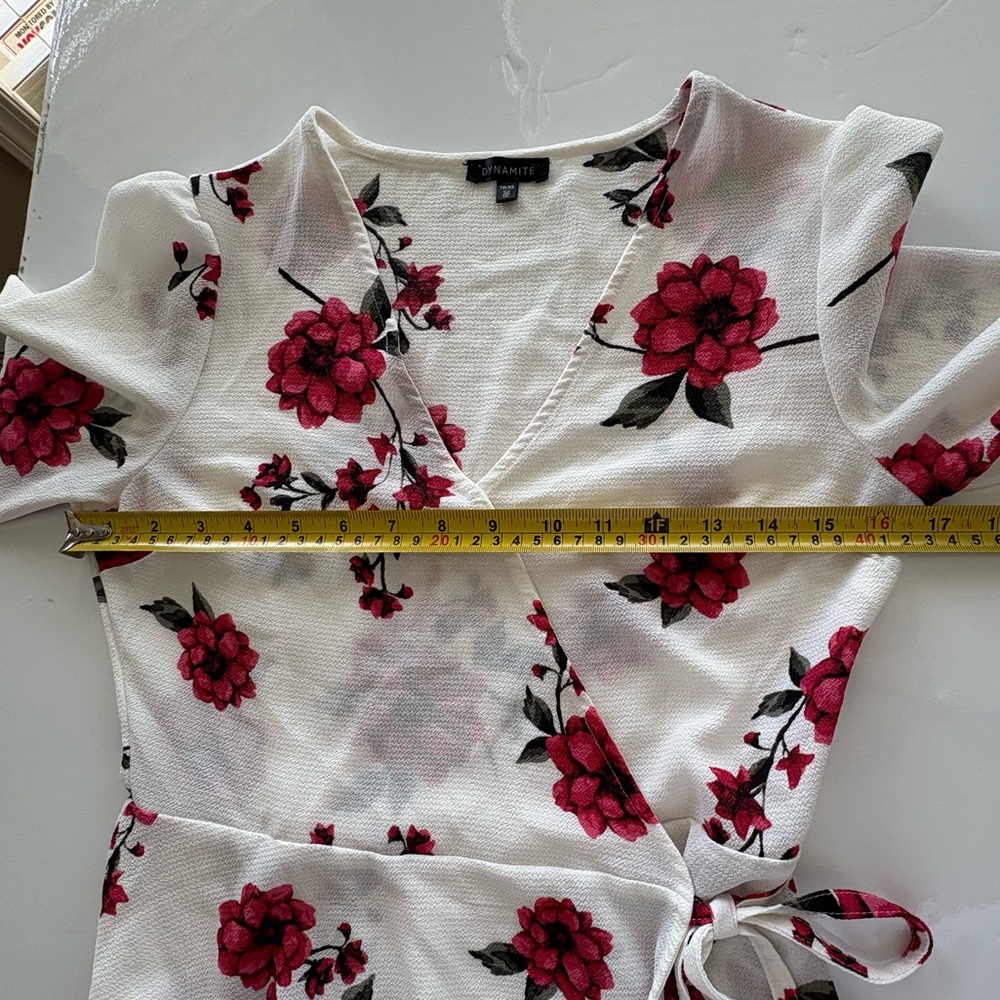 Dynamite Wrap Tie Front Peplum Blouse - Picture 5 of 10